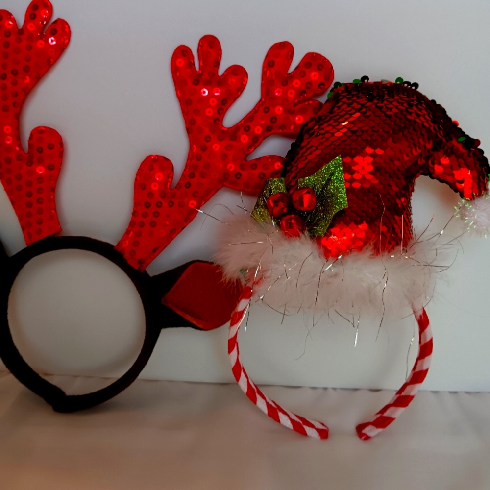 Christmas Headbands Sequin Santa's Hat & Reindeer Antlers